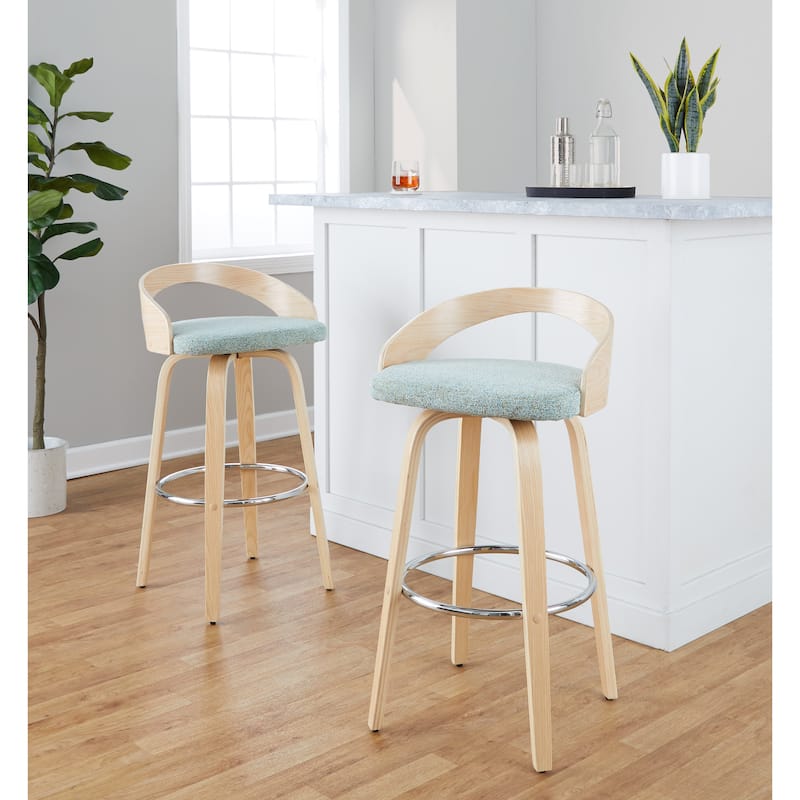 Carson Carrington Stavanger 30" Fixed-Height Bar Stool with Bent Wood Legs & Round Footrest (Set of 2)