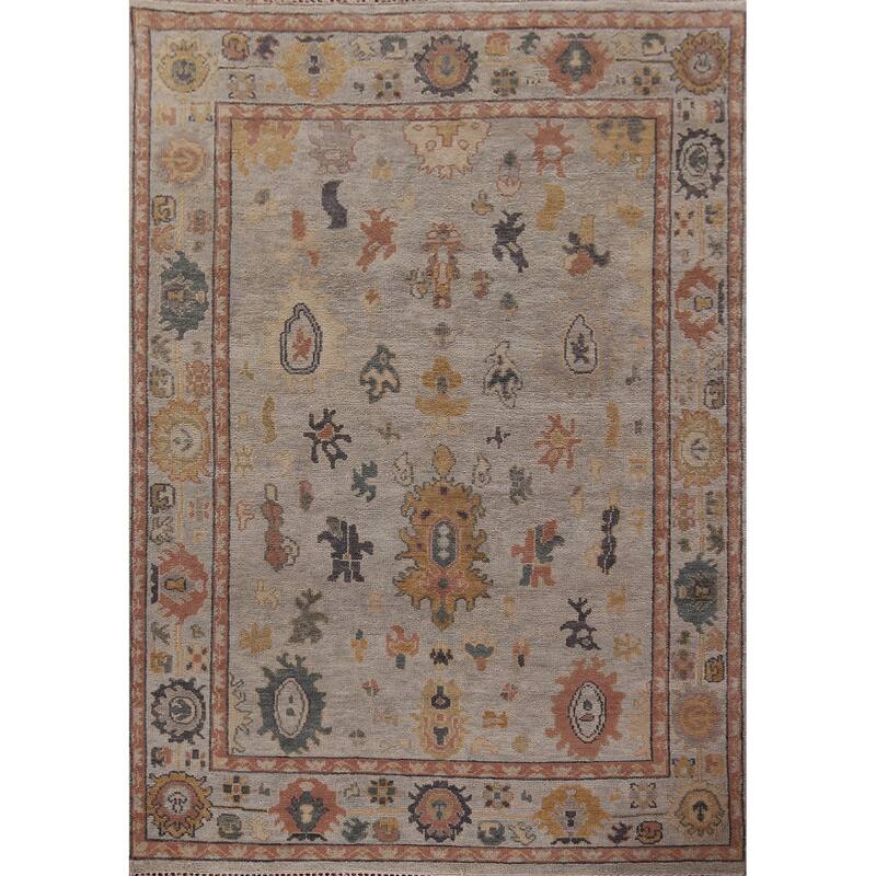 Oushak Indian Area Rug Handmade Oriental Wool Carpet - 7'10" x 10'2"