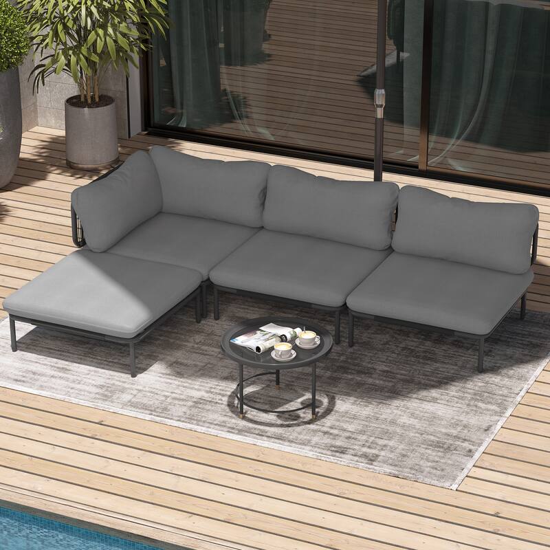 Pellebant Outdoor Sectional Sofa Patio Conversation Seating Set