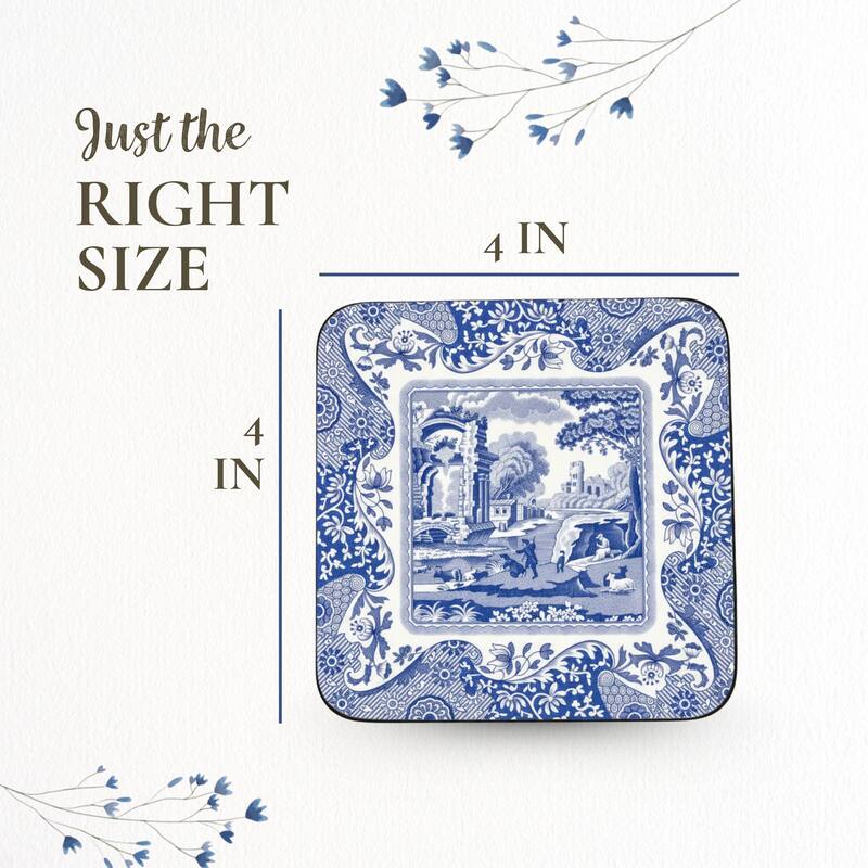 Pimpernel Set of 6 Blue Italian Coasters - 4 Inches Sq.