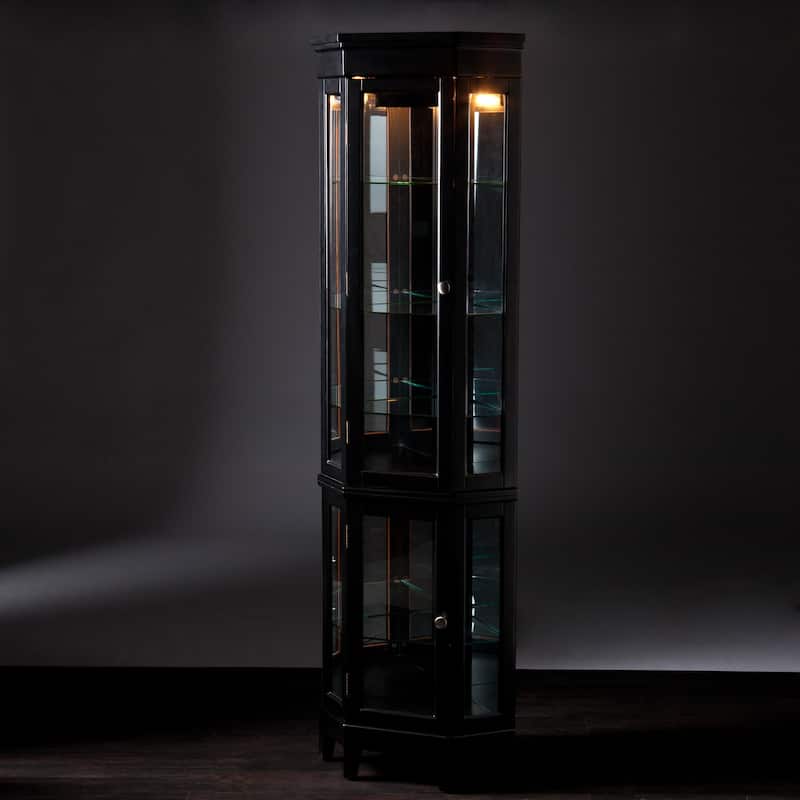 SEI Furniture Bijoux Black Corner Curio Display Cabinet