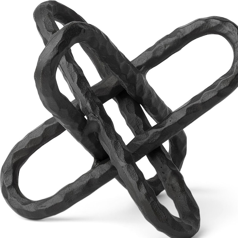 HomeRoots 10" Black Metal Chain Link Tabletop Sculpture