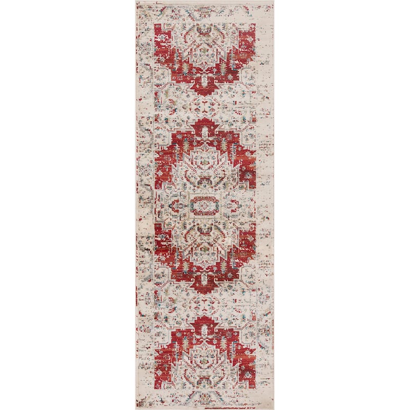 Vintage Distressed Medallion Indoor Area Rug or Runner by Superior