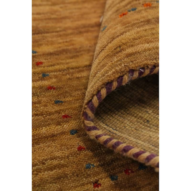 Hand Knotted Oriental 100% Wool Carpet Tribal Animal Pictorial Yellow & Gold Gabbeh Area Rug - 4' 0'' X 2' 0''