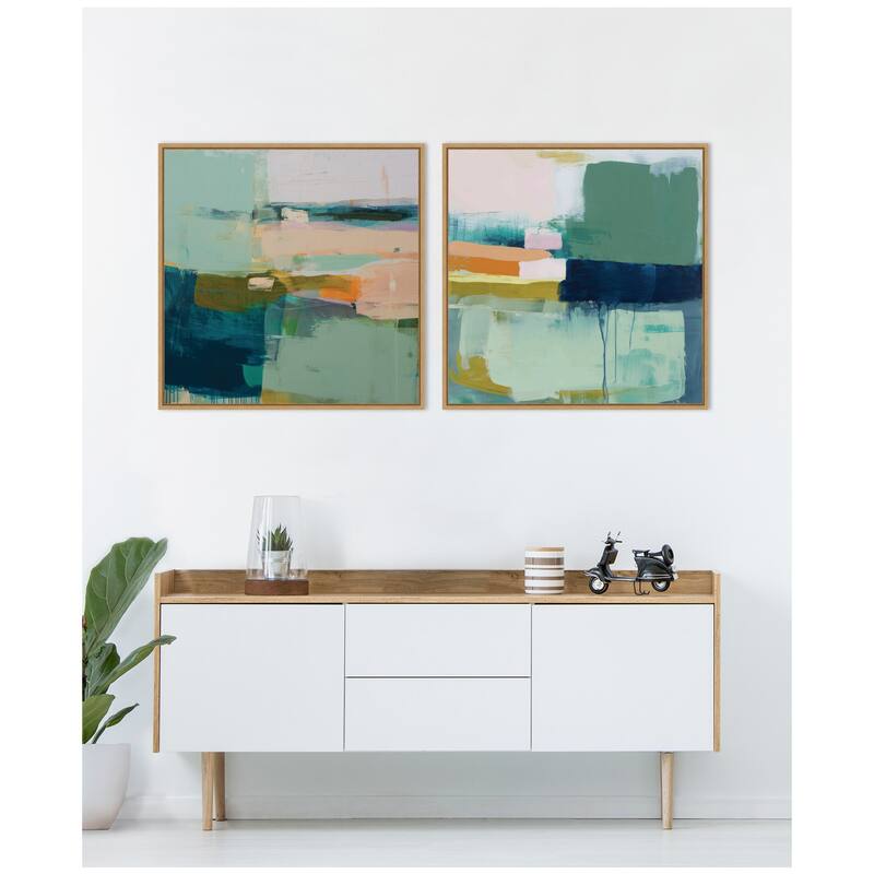 Kate and Laurel Color Block No. 1 & No. 2 2 Piece Framed Canvas Wall Art Set by Amy Lighthall