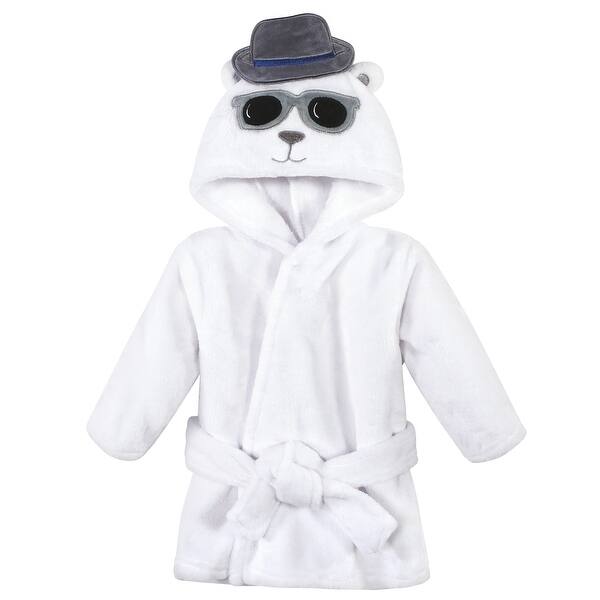 slide 1 of 1, Hudson Baby Infant Boy Plush Animal Face Bathrobe, Handsome Bear, 0-9 Months - Handsome Bear - 0-9 Months 0-9 Months - Handsome Bear
