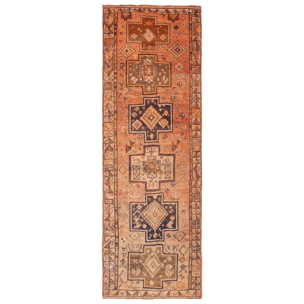 ECARPETGALLERY Hand-knotted Melis Vintage Copper Wool Rug - 4'3 x 12'10