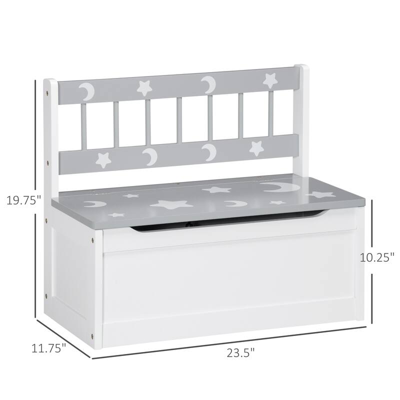 Qaba Toddler Toy Box Storage Bench with Large 27 L Interior, Kids Storage Bench Seat