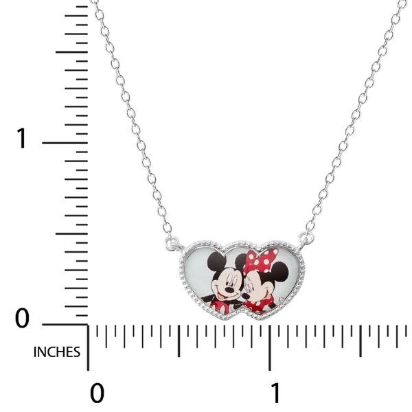 NEW DISNEY MINNIE MOUSE ICON HEAD BOW POLKA DOTS SILVER TONE PLATED NECKLACE