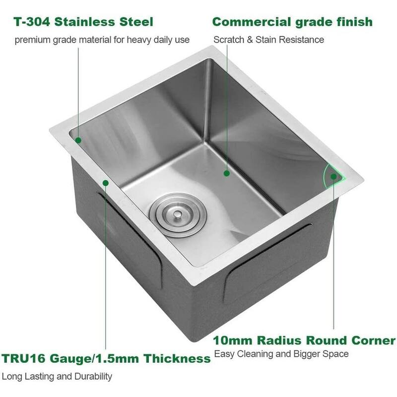 Undermount 16 Gauge Single Bowl Stainless Steel Kitchen Sink in Brushed Nickel