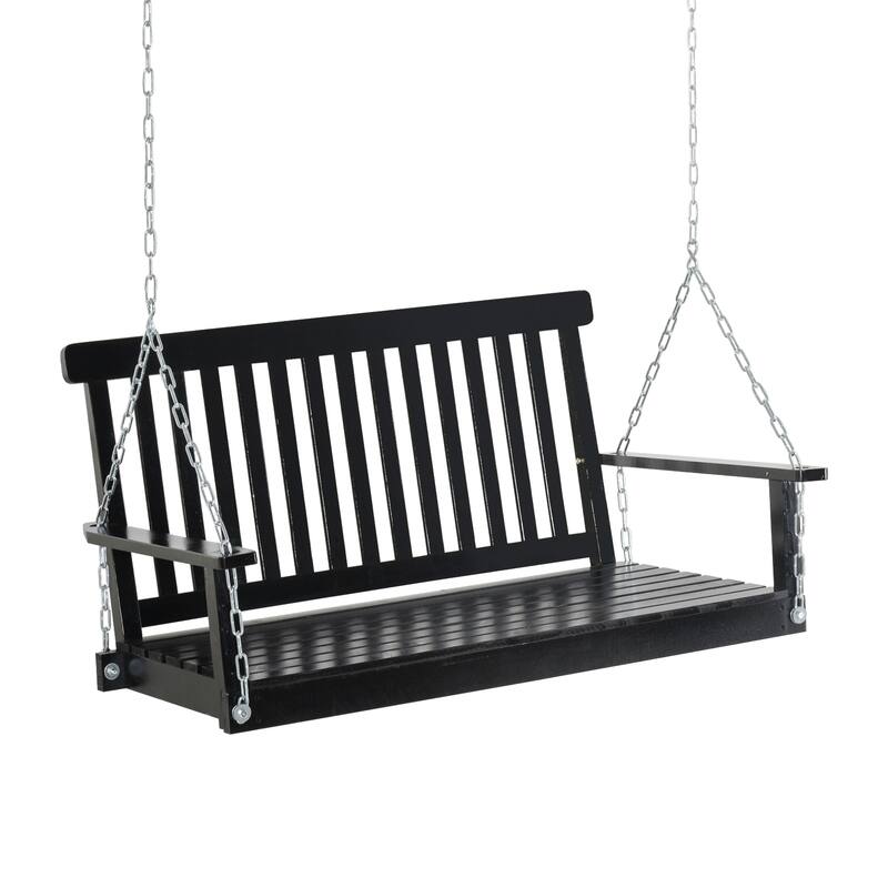 Outsunny 2-Seater Hanging Porch Swing Outdoor Patio Swing Chair Seat - Black