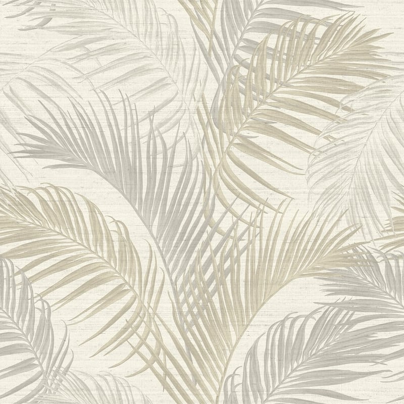 Galerie Wallcoverings Synergy Collection Lush Leaf Palm Sheen Finish Vinyl on Non-woven Wallpaper Roll - 33-feet long x 21-inches wide - Beige