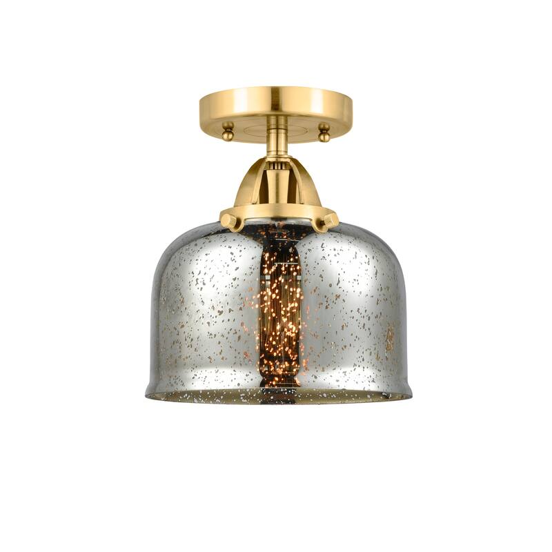 Innovations Lighting Nouveau 2 Bell - 1 Light 8" Semi-Flush Mount - Silver Plated Mercury/Satin Gold
