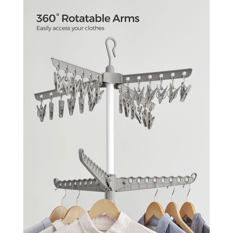 Stainless Steel Foldable Clothes Drying Rack with 360° Rotatable Arms Large Capacity and Space-Saving Design