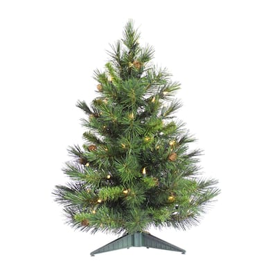 Vickerman Cheyenne Pine 2 Foot Artificial Pre Dura Lit Christmas Tree, Green - 3