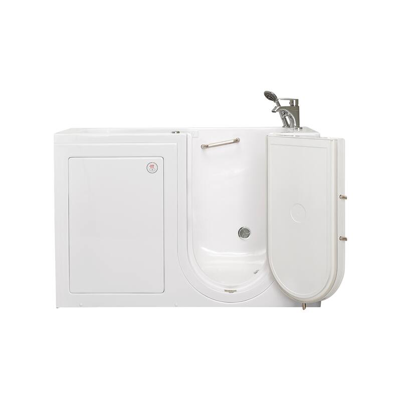 Ella Lounger 27"x60" Acrylic Hydro Massage Walk-In Bathtub with Outward Swing Door, 2 Piece Fast Fill Faucet, 2" Dual Drain