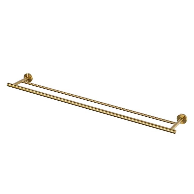 WOWOW Wall Mounted Stainless Steel Double Towel Bar - 36-inch - Brushed Gold