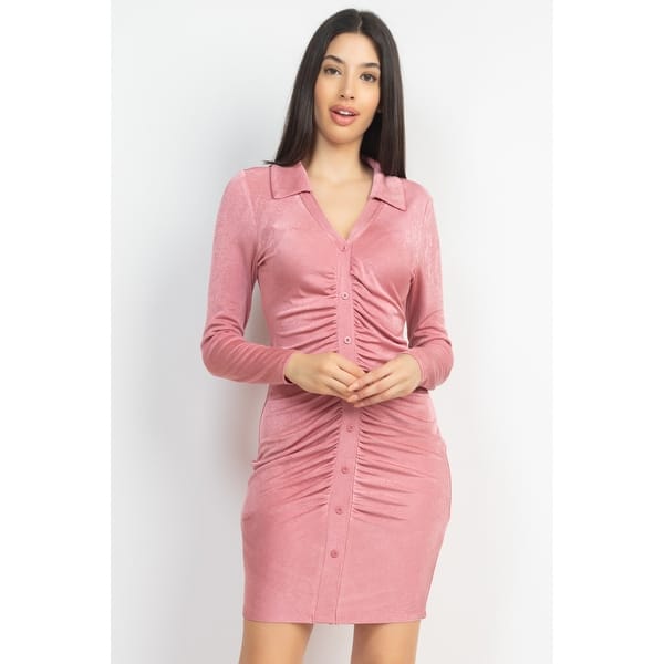button down dress bodycon Bodycon Shirt Dress main image 1