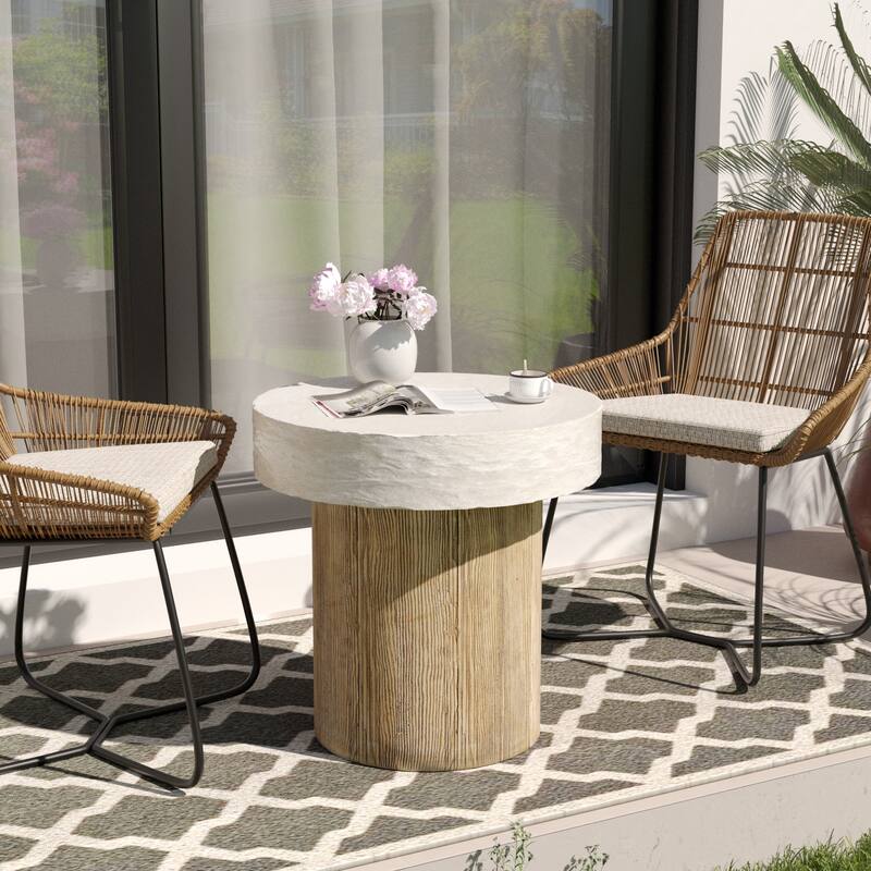 OSIEST 19.7'' Outdoor Concrete Patio Coffee Table