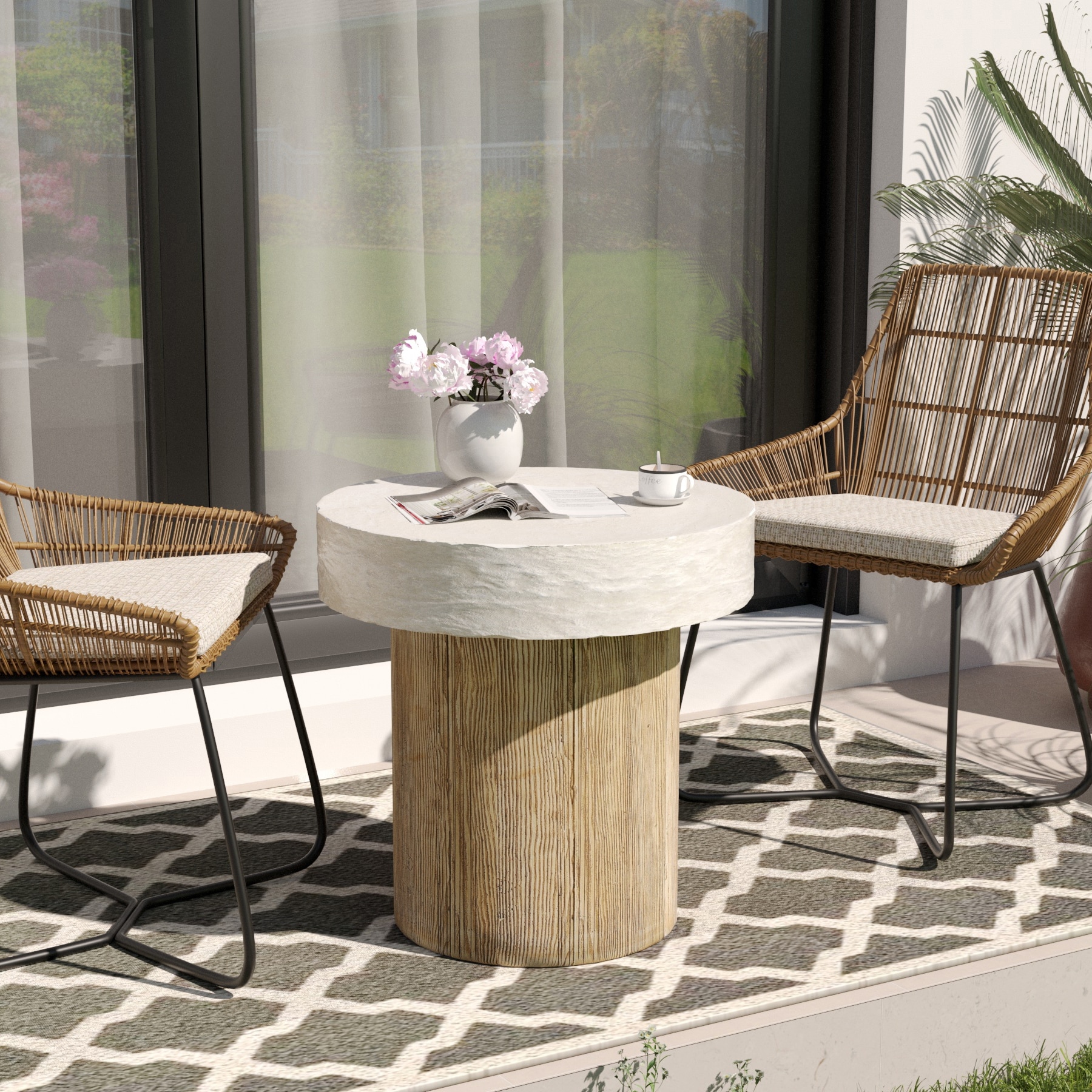 COSIEST 19.7'' Outdoor Concrete Patio Coffee Table