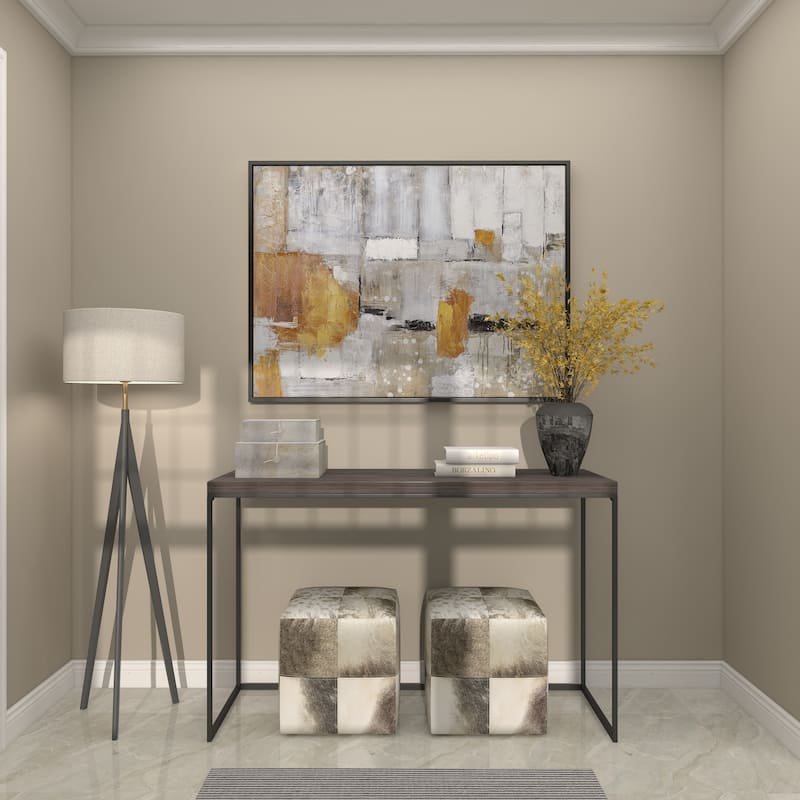 Gray Leather Handmade Box with Hinged Lid (Set of 2) - White or Gold