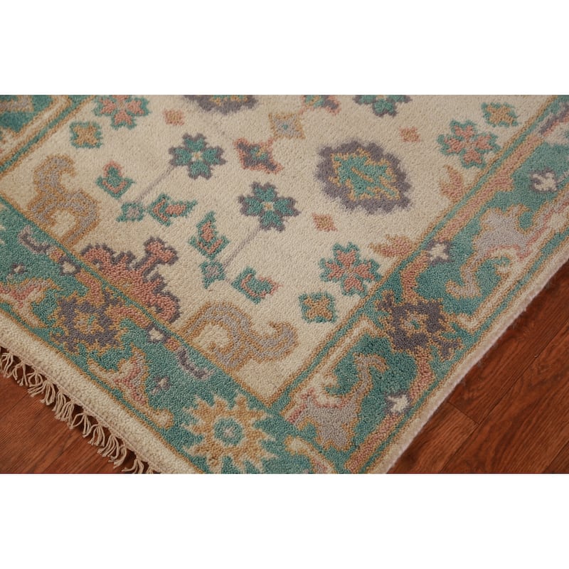 Ivory Oushak Oriental Runner Rug Hand-Knotted Wool Carpet - 2'7"x 7'11"
