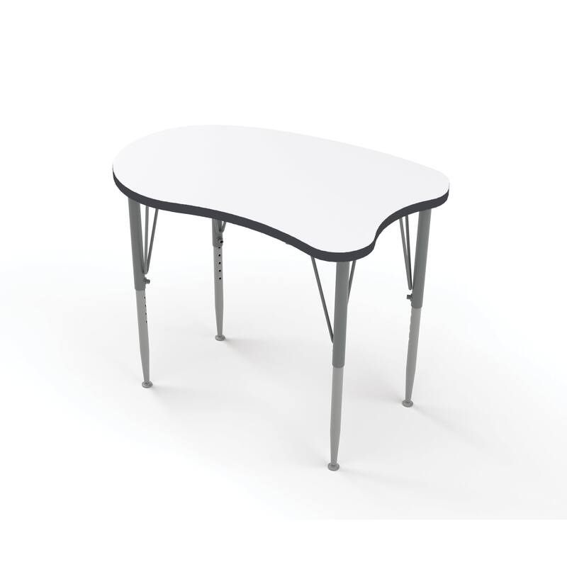 Tot Mate Versa Kids Desk Curve Shape Large Laminate Surface 38.75" x 24" Classroom Table - Adjustable Height 21-30" - Midnight Velvet