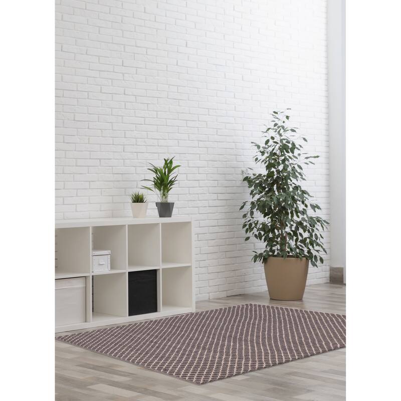 ECARPETGALLERY Braid weave Sienna Dark Grey Wool Rug - 5'0 x 7'6