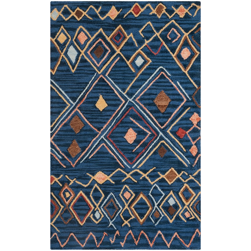 SAFAVIEH Handmade Suzani Dalmazia Boho Tribal Wool Rug - 2' x 3' - Blue/Multi