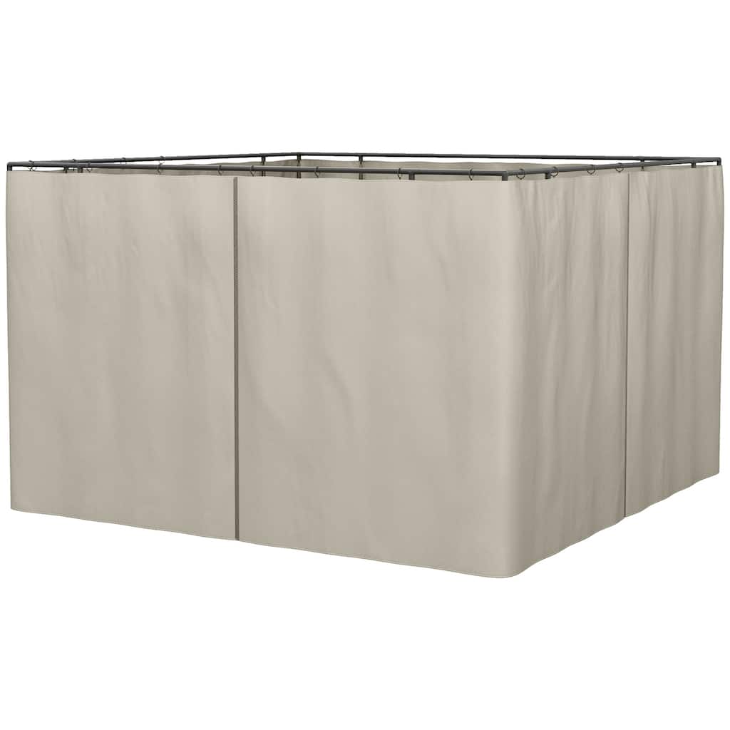 10'x10' Universal Gazebo Sidewall Set with Panels, Hooks & C-Rings for Pergolas & Cabanas, Beige