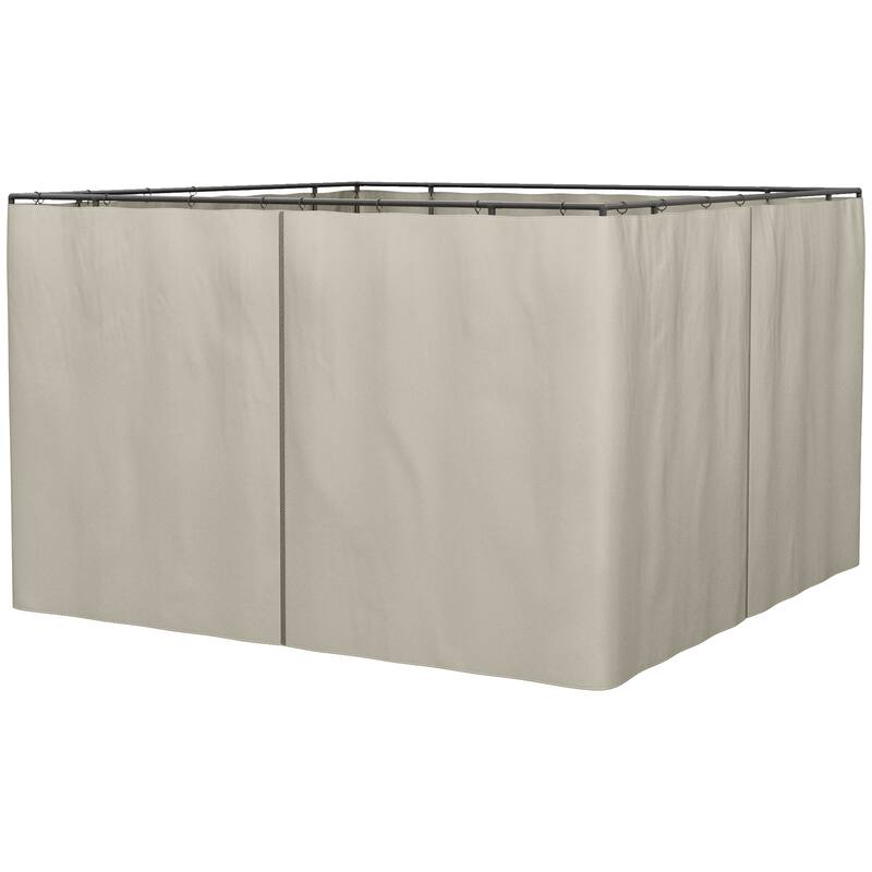 10'x10' Universal Gazebo Sidewall Set with Panels, Hooks & C-Rings for Pergolas & Cabanas, Beige - Beige