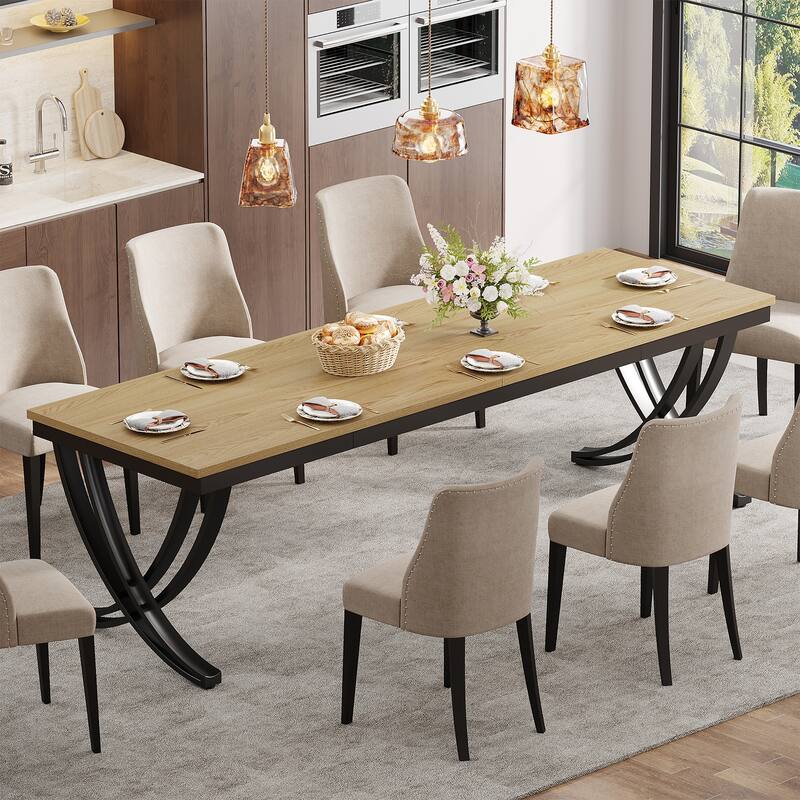 Rectangular Dining Table for 6-8 People, 78 inch Large Wood Kitchen Tables Farmhouse