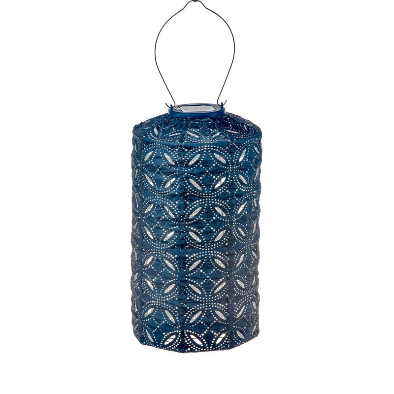 Cylindrical Mandela LED Lighted Bazaar Lantern - 19" - Blue