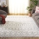 preview thumbnail 6 of 18, SAFAVIEH Berber Fringe Shag Leatha Trellis Rug - Cream/Dark Grey - 8' x 10'