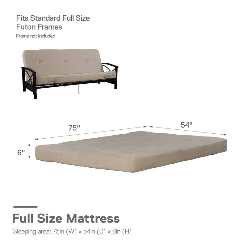DHP Eve 6 Inch Thermobonded High Density Polyester Fill Futon Mattress
