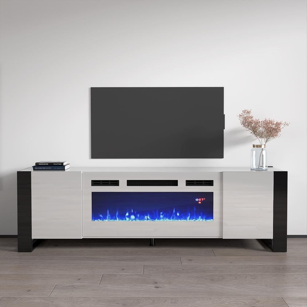 Meble Furniture Woody Electric Fireplace 77" TV Stand for up to 85" TVs