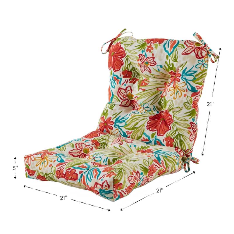 Breeze Floral 21 x 42-inch Outdoor Seat/Back Chair Cushion (Set of 2) (Cushions Only)
