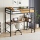 preview thumbnail 3 of 9, Sturdy Twin Loft Bed with L-Shaped Work Desk, Built-in USB & AC Charging Ports, LED Lighting, Safety Rails, and Storage Shelves