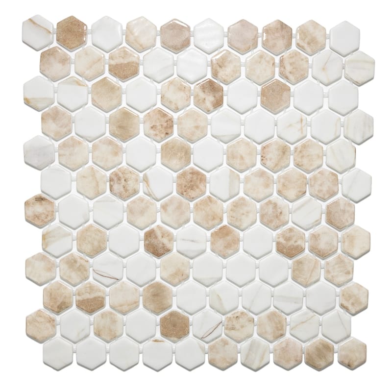 Eterna Hex 1x1 Glass Hexagon Mosaic Tile - Floor, Wall & Backsplash