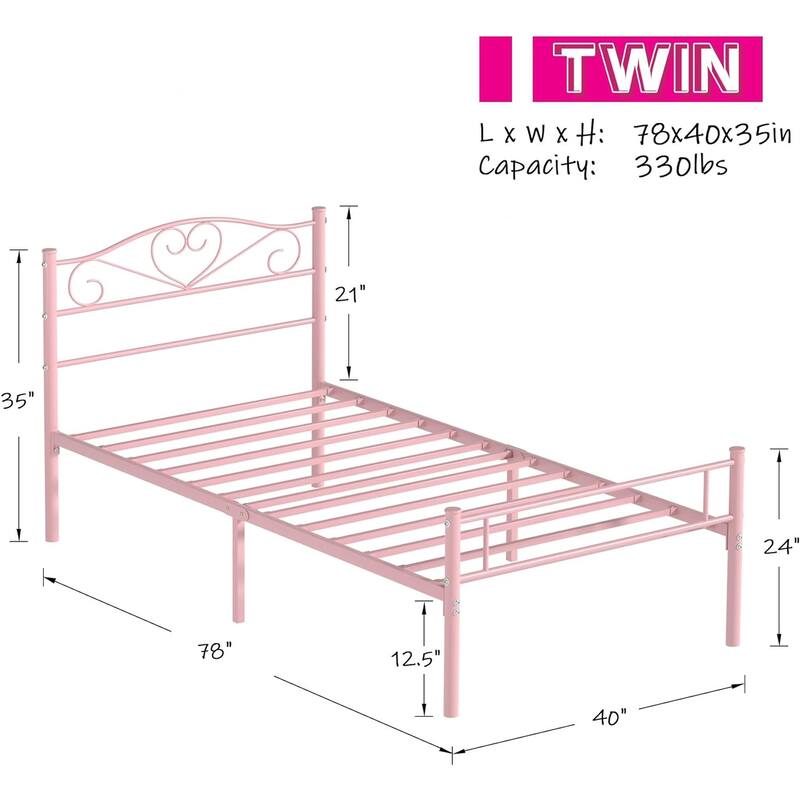 Victoria Metal Platform Bed Frames with Headboard