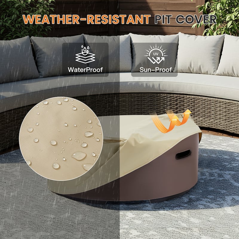 AVAWING 50,000 BTU 30" Outdoor White Round Propane Fire Pit Table and Set (Set Includes Tank Holder)