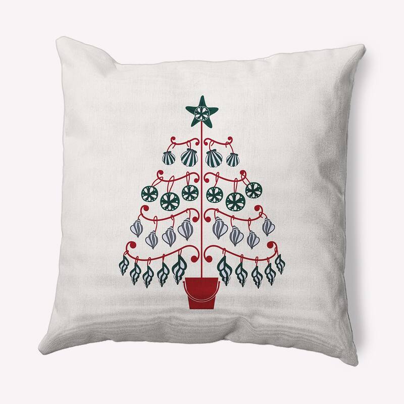 Beach Tree Christmas Soft Spun Polyester Decorative Throw Pillow - 16 x 16 - Merry Red
