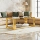 preview thumbnail 1 of 13, Rectangular Gold & Glass Coffee Table with 2-Tier Shelf by Harper&Bright Designs Transparent