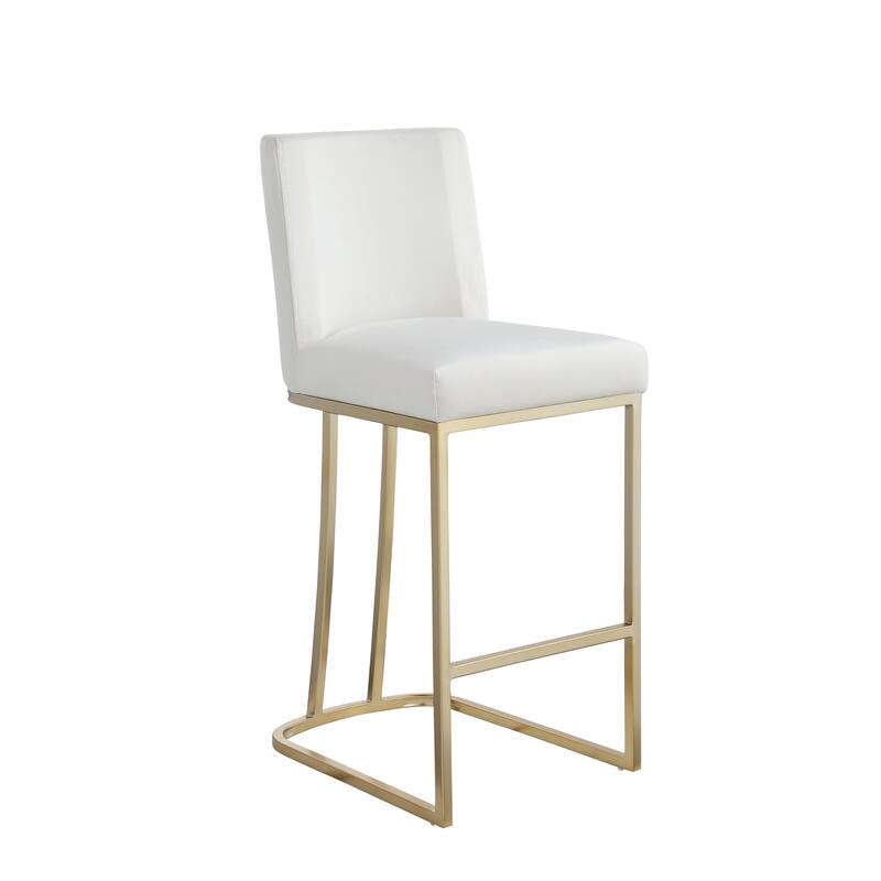Bar Stools Set of 2 Counter Height 26" Bar Stools with Back,Gold Brushed Barstools Modern Velvet Fabric Kitchen Stools