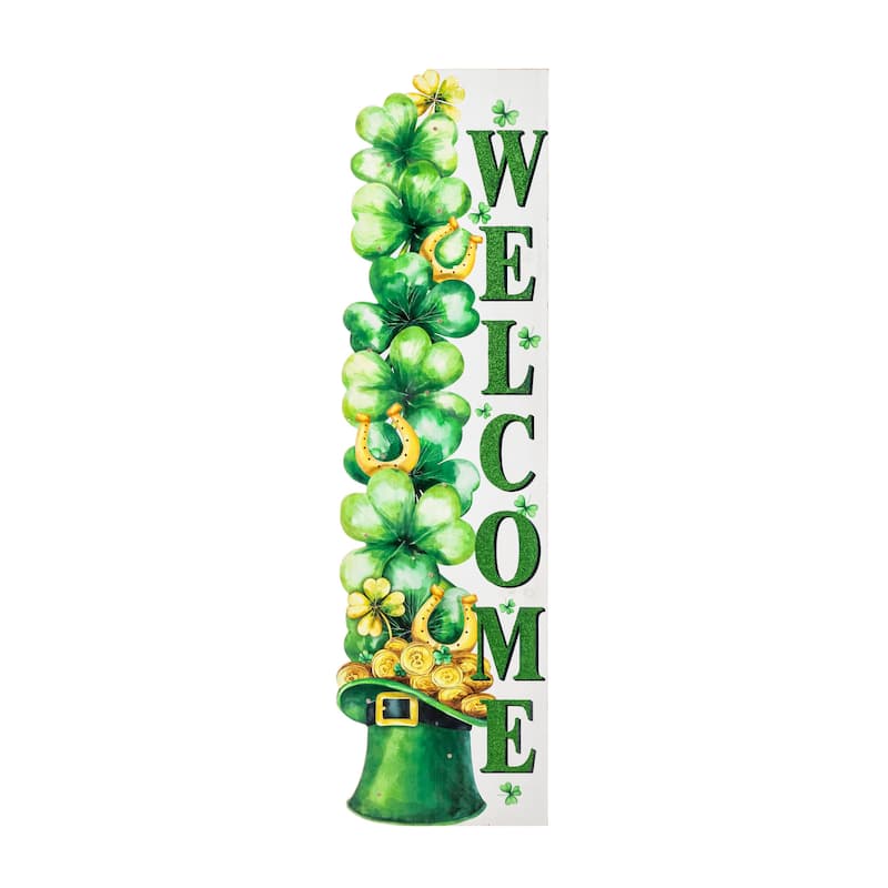 Glitzhome 42"H St. Patrick's Lighted Wooden Stacked Shamrock Porch Decor with Timer