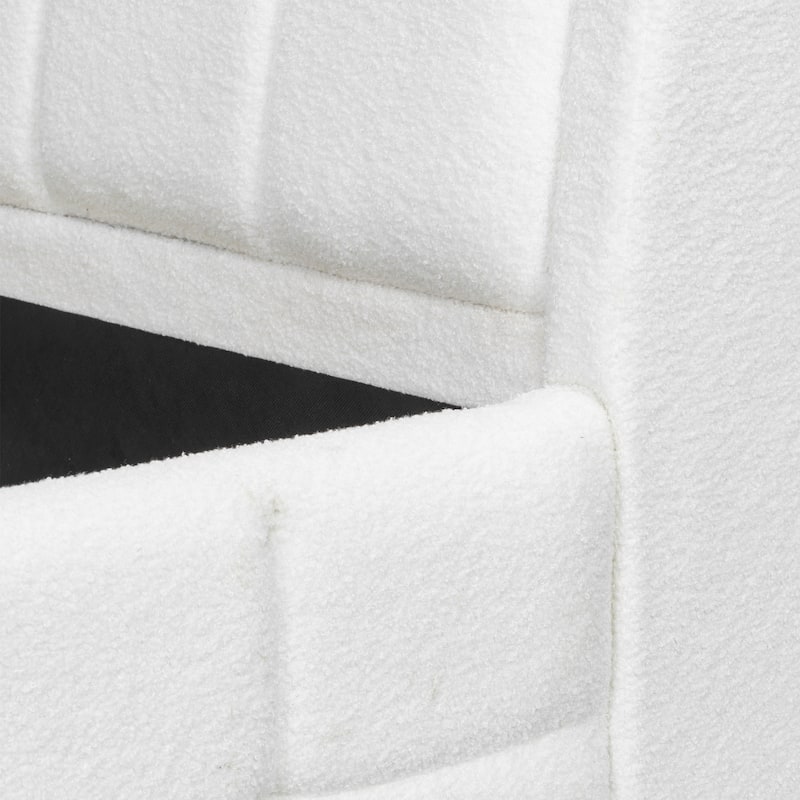 Upholstered Platform Bed with Thick Wingback Headboard and Wood Slat Support