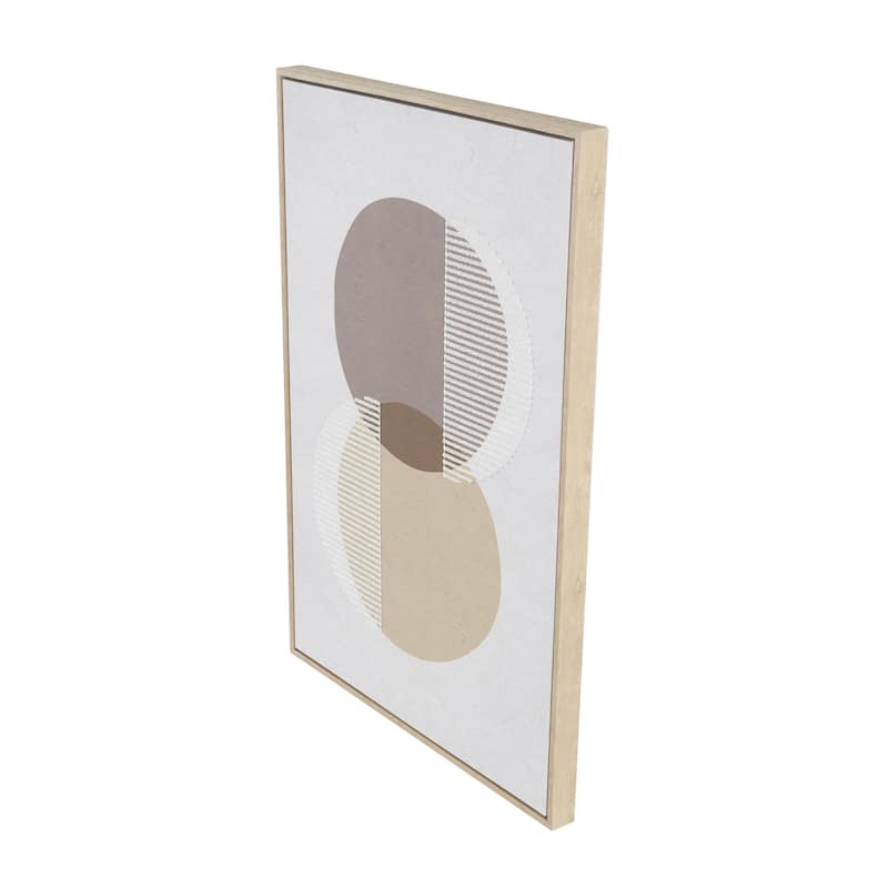 Wooden Geometric Overlapping Circle Living Room Wall Decor with White Fabric Detailing - Brown - Roche River Decor