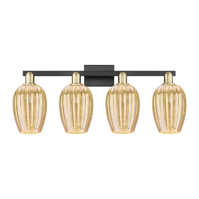 Innovations Lighting 716-4W-14-36 Preston Vanity Flute Preston 4 Light - Black Antique Brass / Mercury