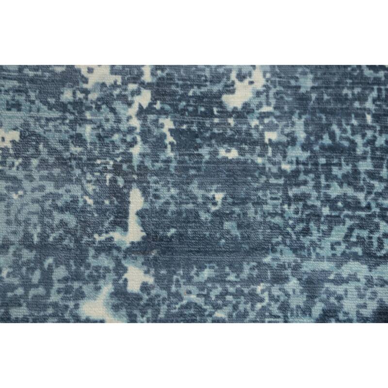 Hand-knotted Modern Silk Blue Abstract Oriental Area Rug - 8' 0'' X 5' 2''