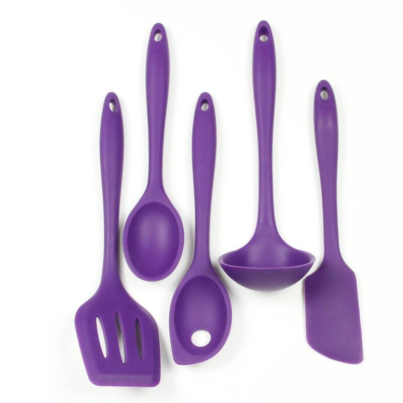 Chef Craft 5 Piece Premium Silicone Kitchen Tool and Utensil Set - Purple
